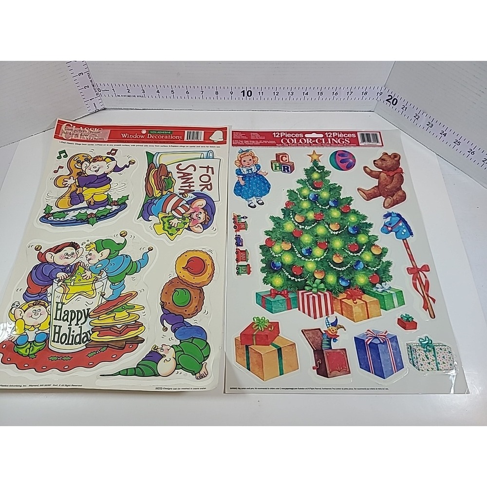 Classic Clings Non-Adhesive Window Decorations Christmas Theme 4 Sheets‎